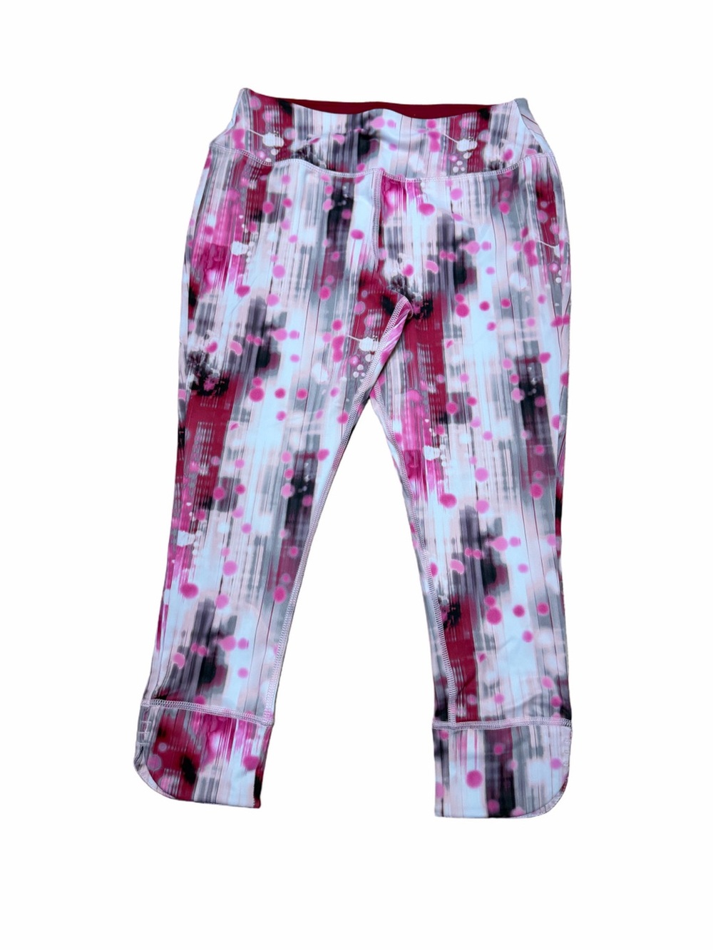 Avia girls XL 14-16 pink black white abstract print cropped performance leggings